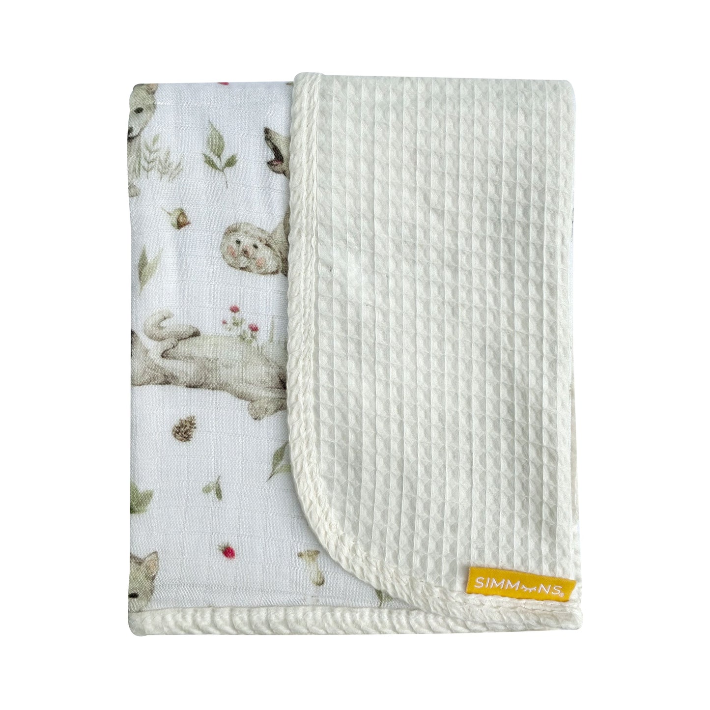 Simmons Reversible waffle muslin blanket