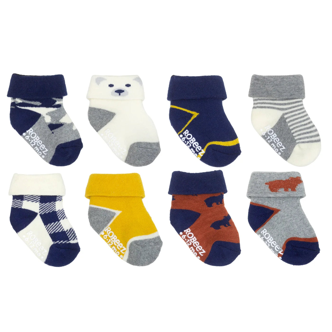 8 Pack Infant Socks - Beary Cute