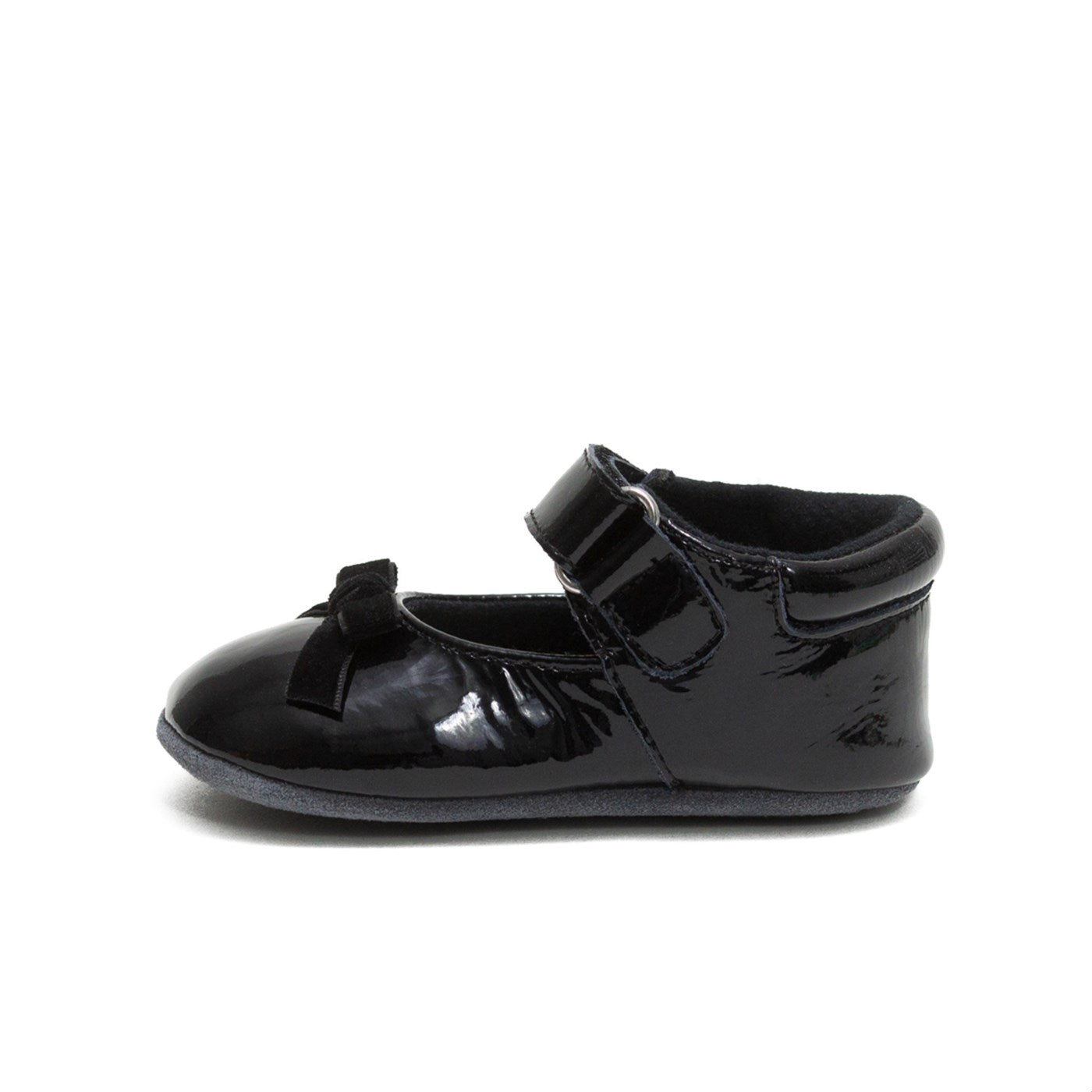 First Kicks Velvet Bow Black Patent