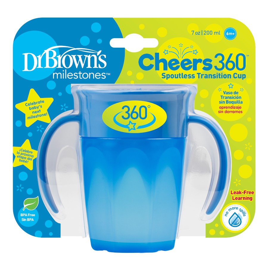 Cheers 360 Spoutless Transition Sippy Cup With Handles, 7oz (6m+)