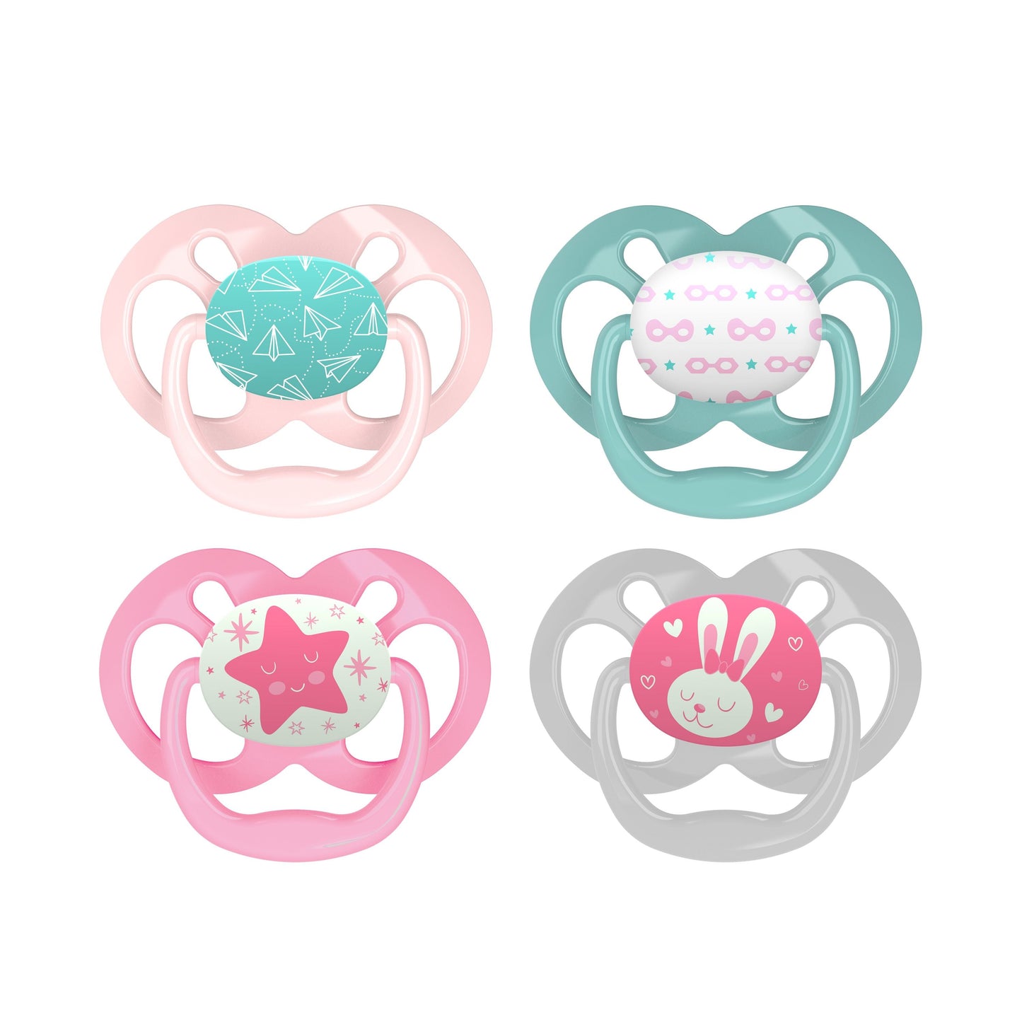 Advantage Pacifier Glow In The Dark 4 pack Pink