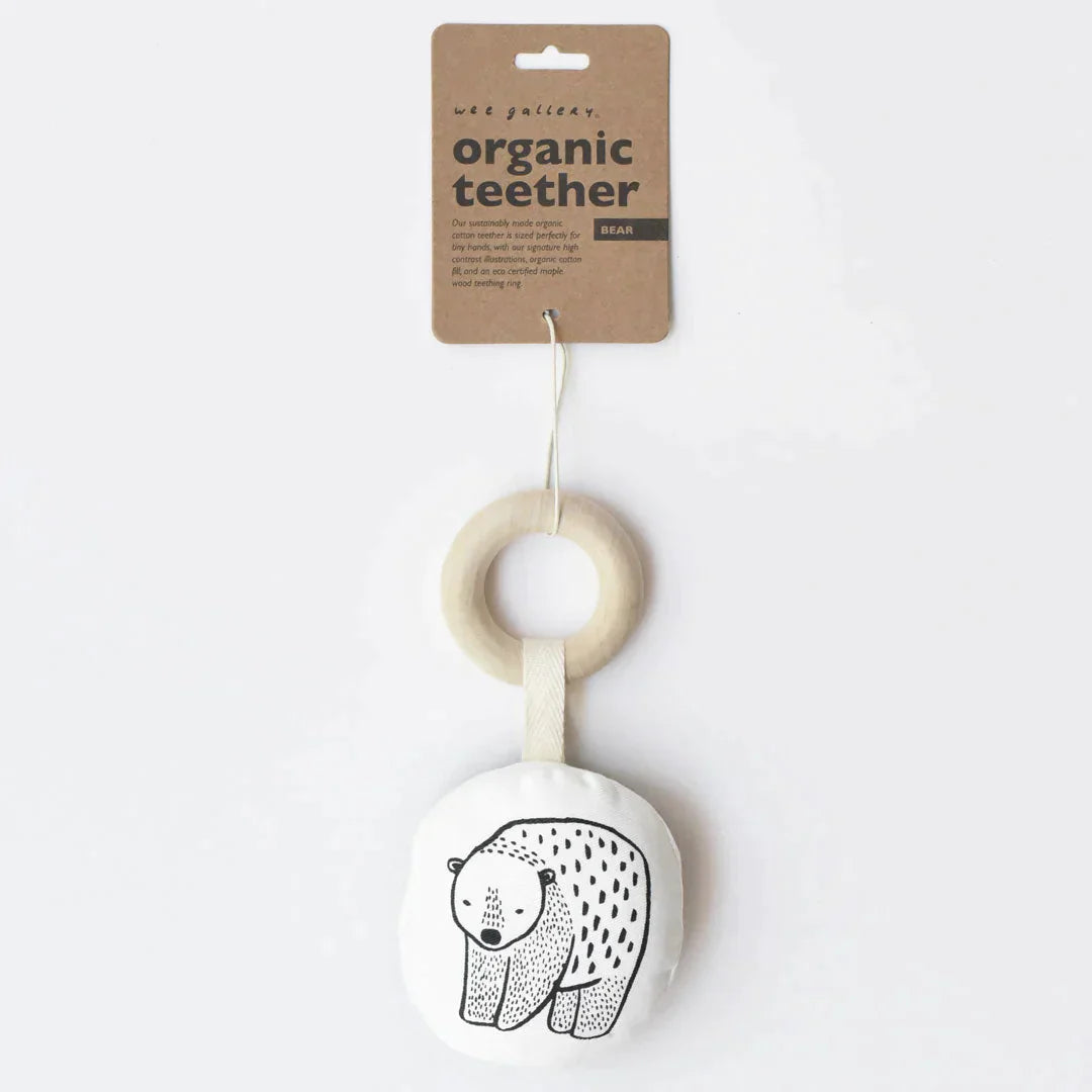 Organic Cotton Teether With Wooden Ring