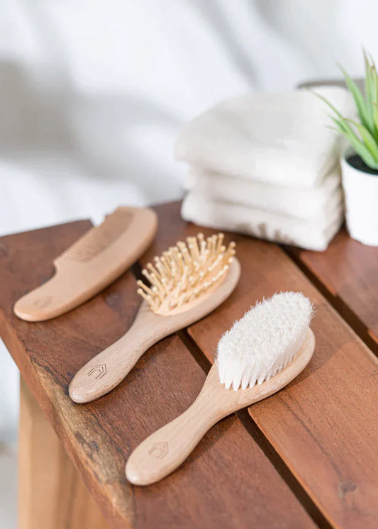 Set of 3 Wooden Baby Hair Brush