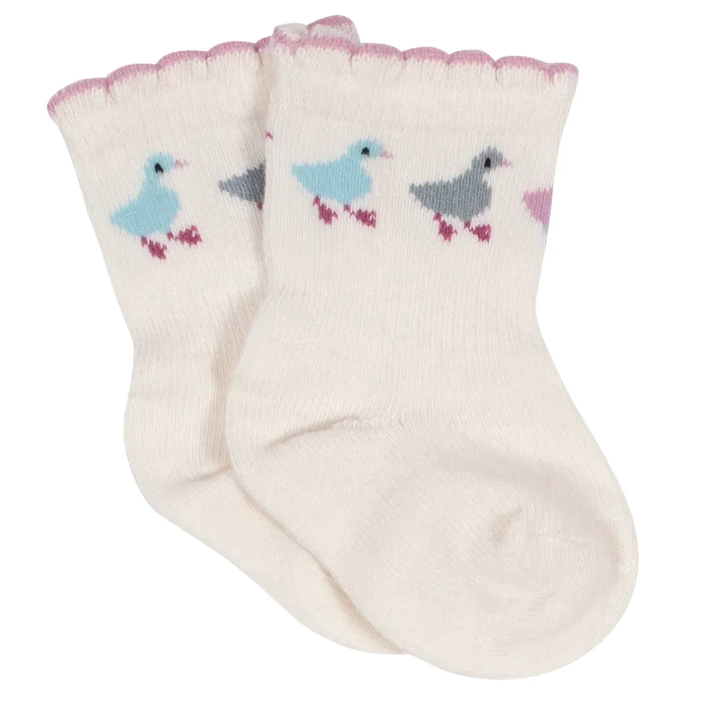 6-Pack Baby Girls Ducklings Organic Wiggle Proof Socks