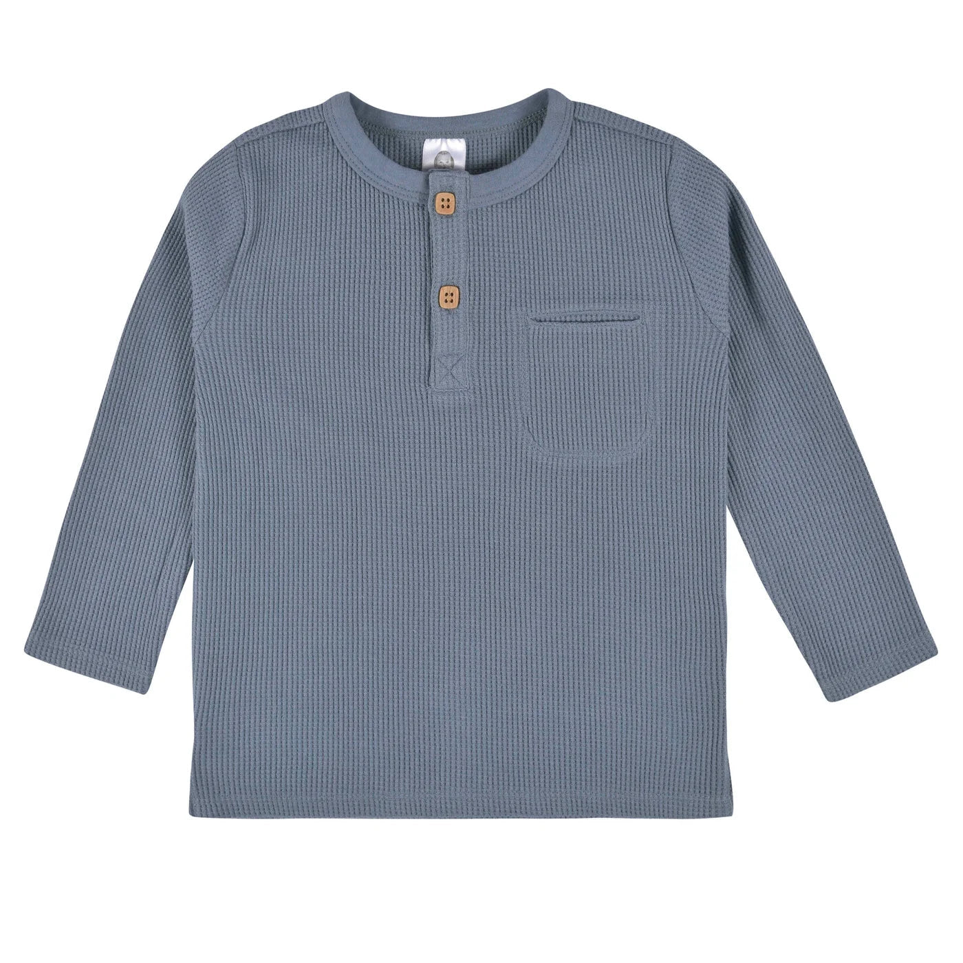 GRAY & BLUE 2PK WAFFLE KNIT HENLEYS