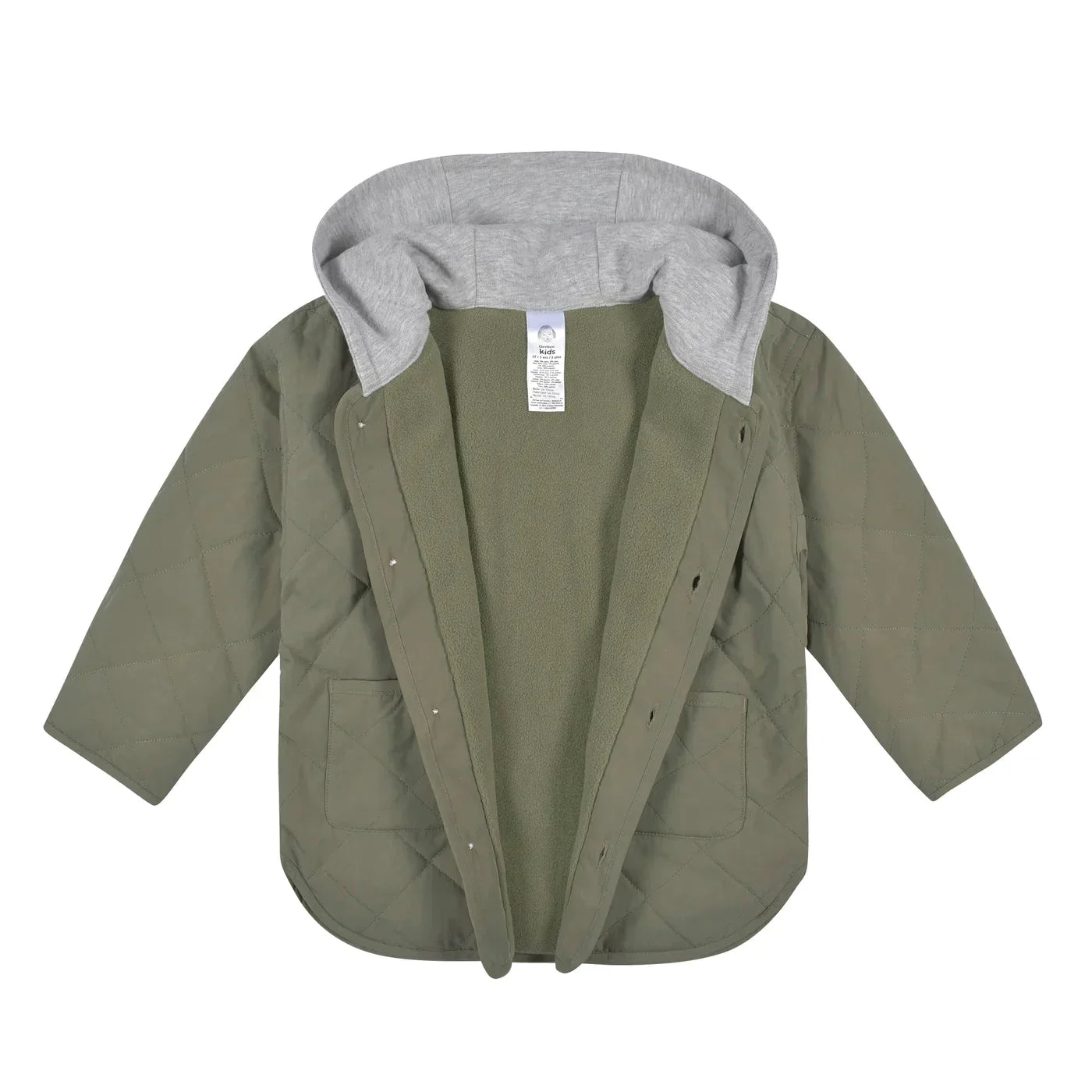 Green Quilted Hooded Jacket Set