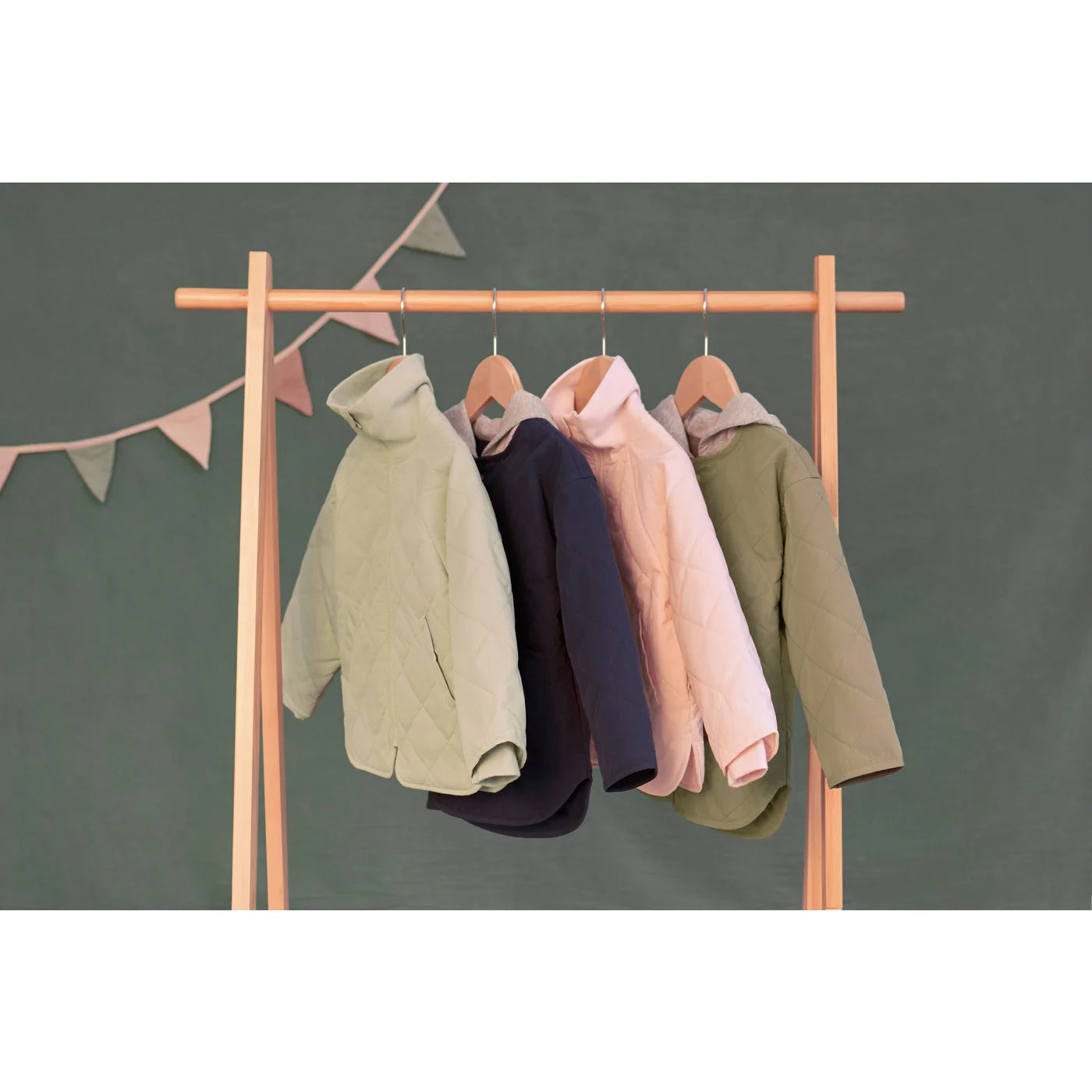 Green Quilted Hooded Jacket Set