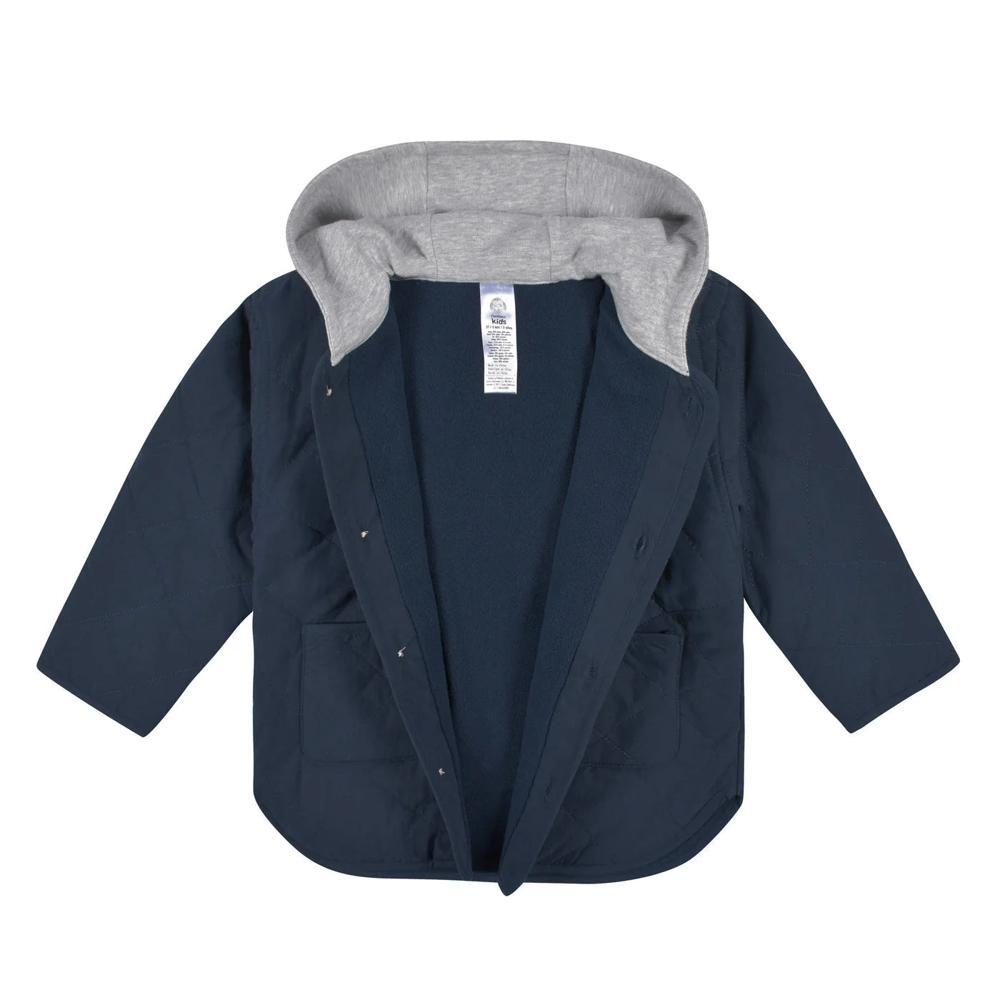 Boys Navy Quilted Hooded Jacket Set
