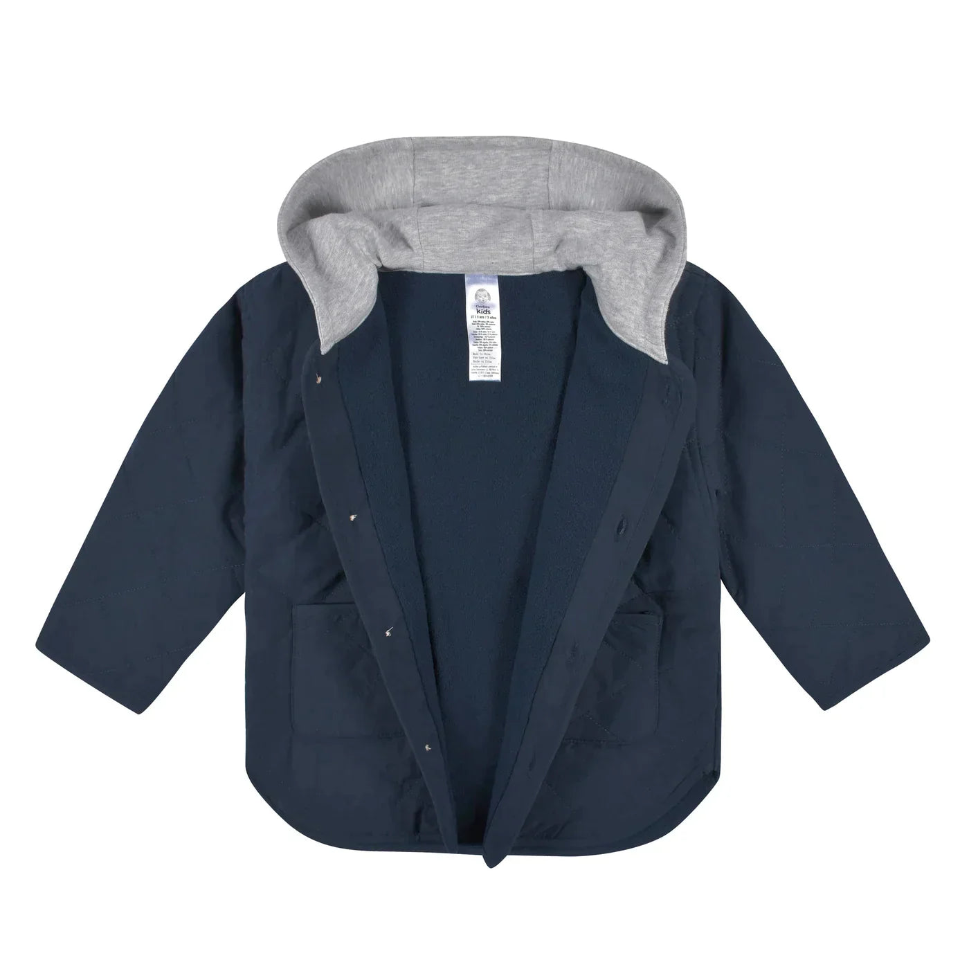 Boys Navy Quilted Hooded Jacket Set