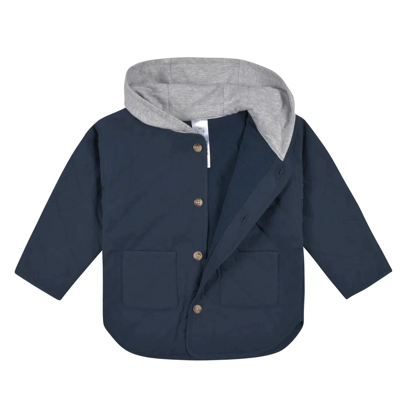 Boys Navy Quilted Hooded Jacket Set