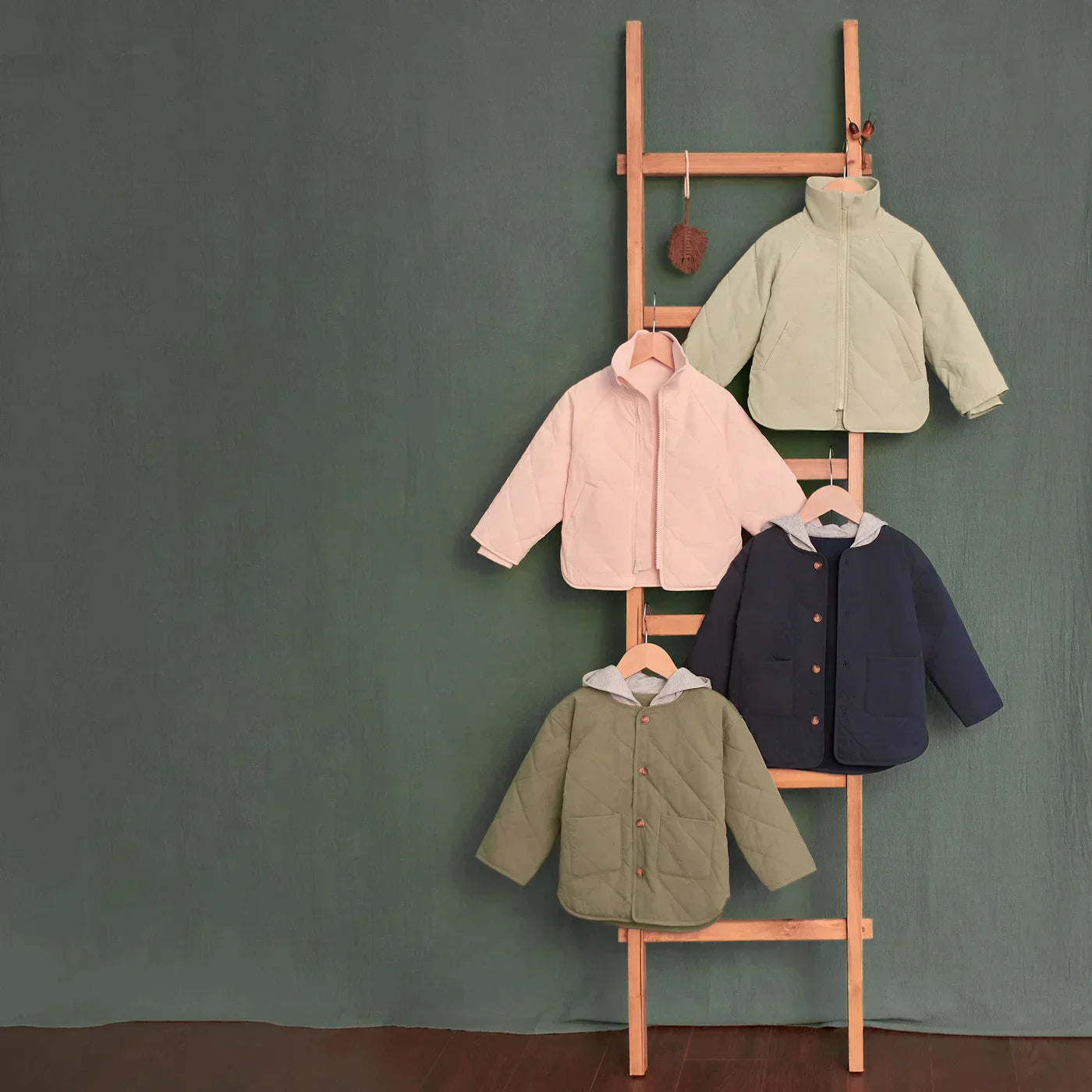 Boys Navy Quilted Hooded Jacket Set