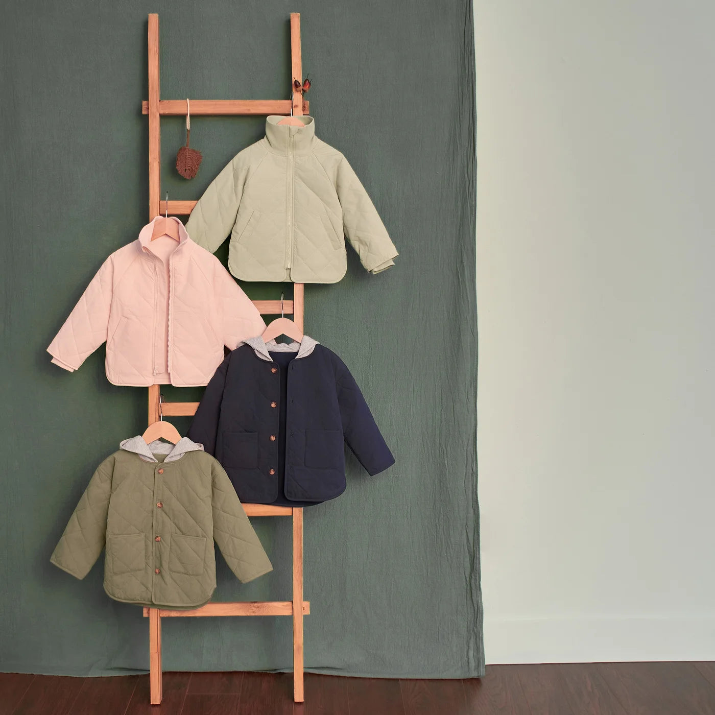 Boys Navy Quilted Hooded Jacket Set