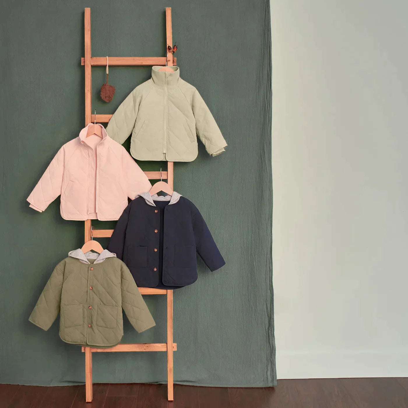 Boys Navy Quilted Hooded Jacket Set