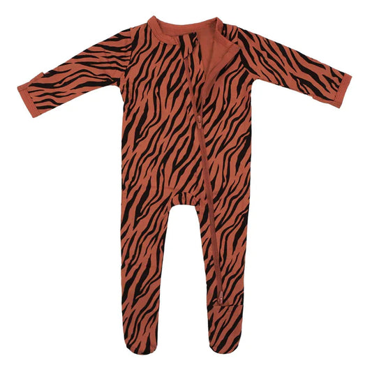 Zippered Footie in Rust Tiger