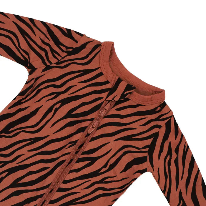 Zippered Footie in Rust Tiger