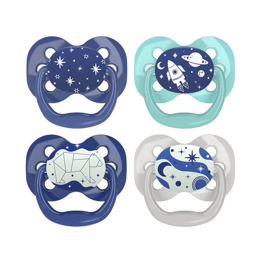 Advantage Pacifier Glow In The Dark -Stage 2 - 4 pack Blue