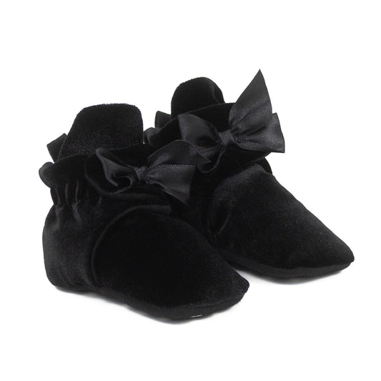 Snap Bootie Holiday Bow Black Velvet