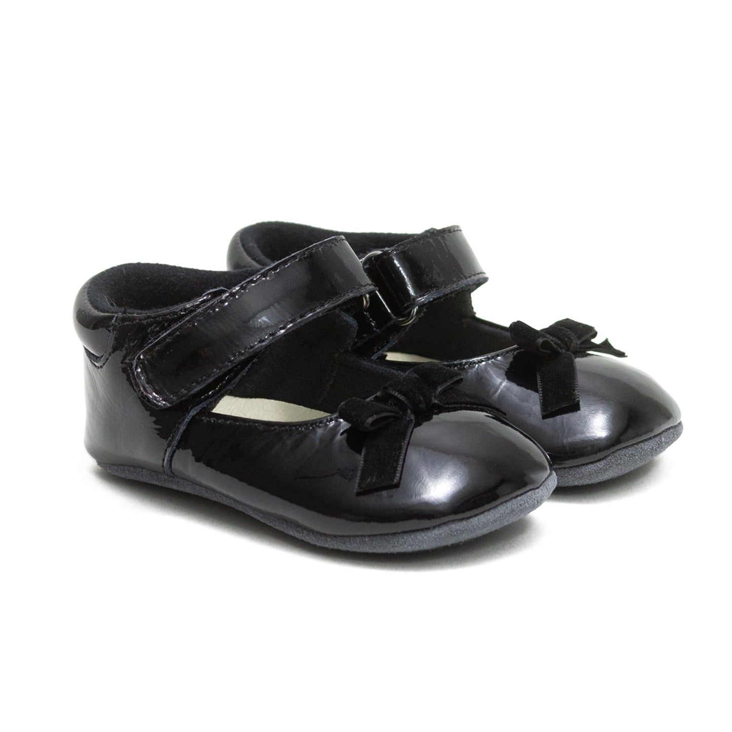 First Kicks Velvet Bow Black Patent