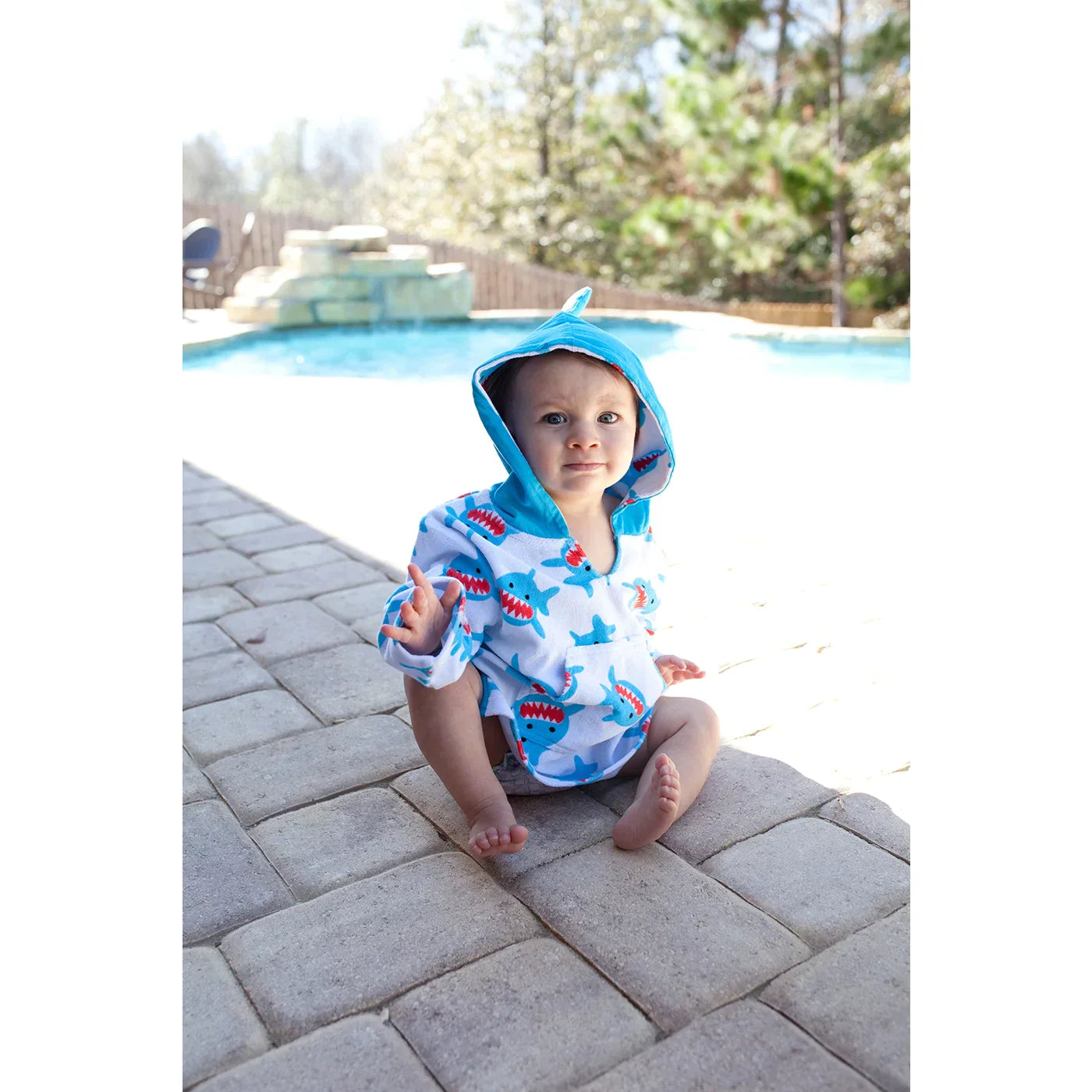 UPF50+ Baby Terry Swim Coverup - Shark