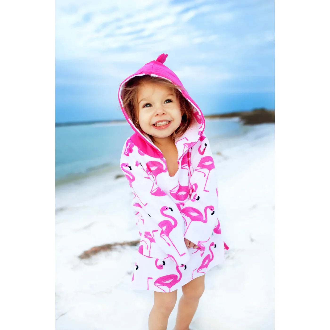UPF50+ Baby Terry Swim Coverup - Flamingo