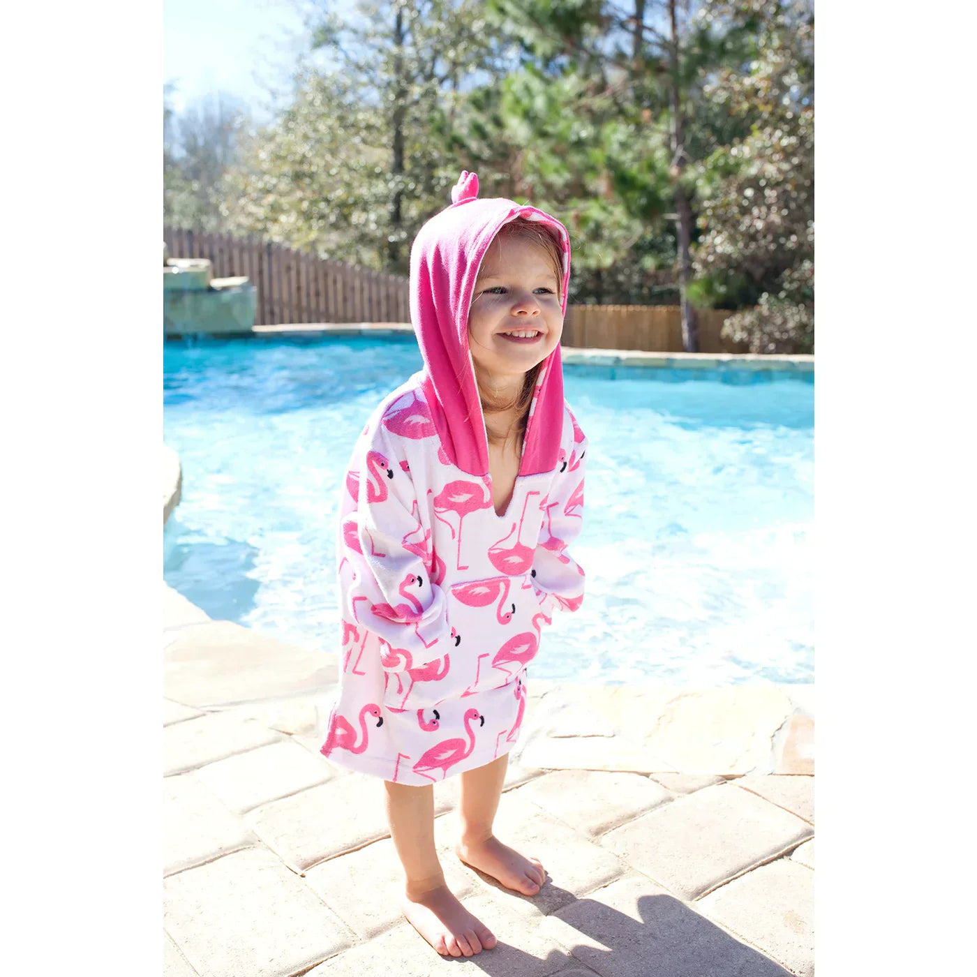 UPF50+ Baby Terry Swim Coverup - Flamingo